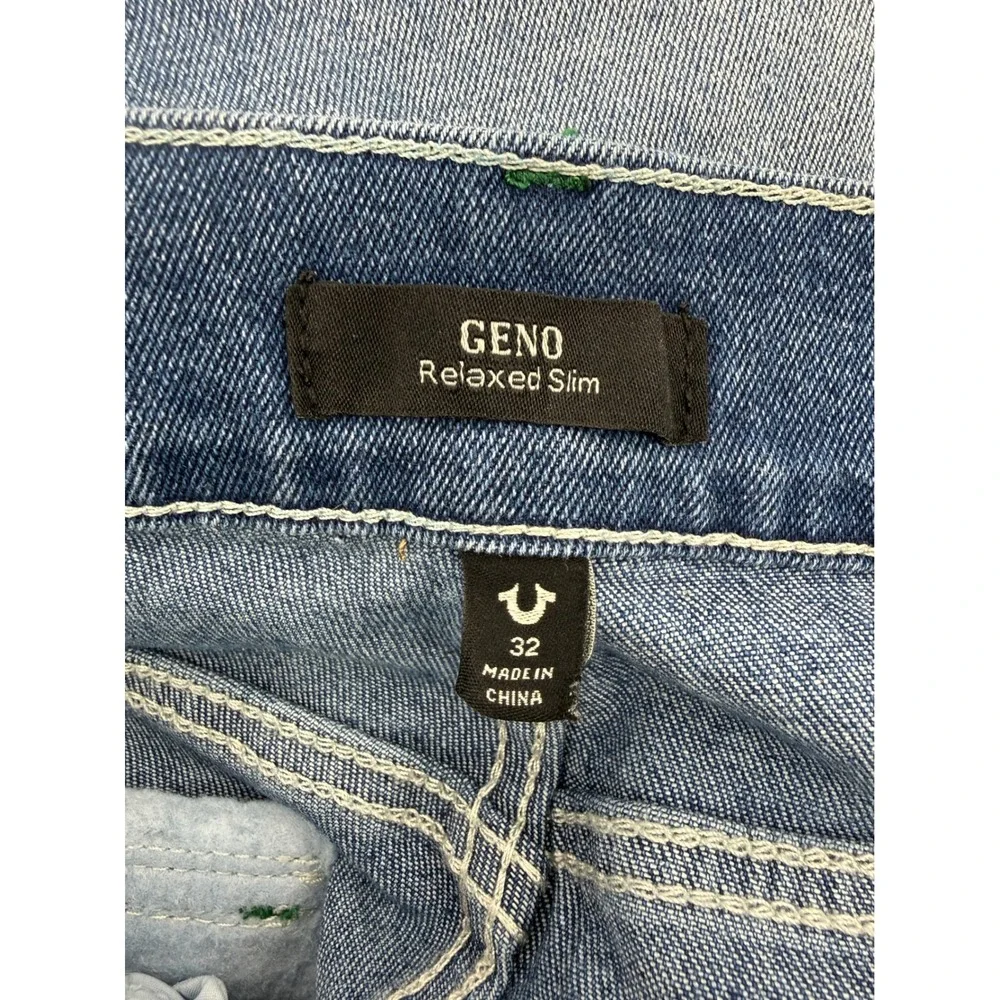 True Religion Geno SN Flap Slim Jeans 32 Light Icy Blue Pine Wash 700859‎ NEW